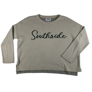 Town Pride Sweater Womens Small Beige Southside Graphic Knit Pullover Made USA